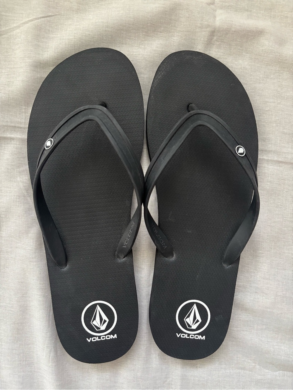 Volcom Men’s Black Rubber Flip-Flops with White Logo